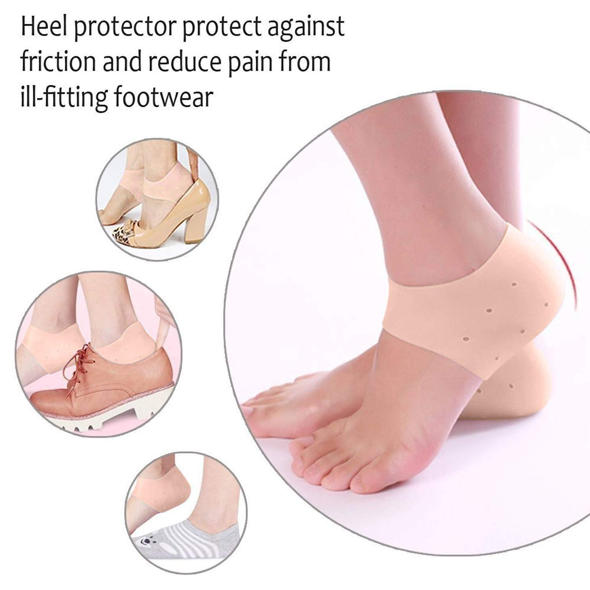 Heel Cup, Silicone Heel Protectors, Breathable Gel Heel Cushion Heel Pads  For Plantar Fasciitis, Heel Pain Relieve, Heal Dry Cracked Heels (3set  (6pcs | Fruugo UK